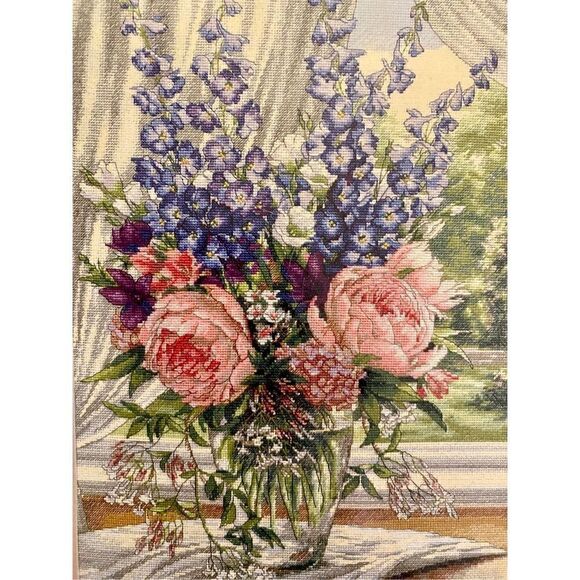 NEW Dimensions 12”X15” Peonies & Delphiniums Flower Cross Stitch Kit - Picture 2 of 7